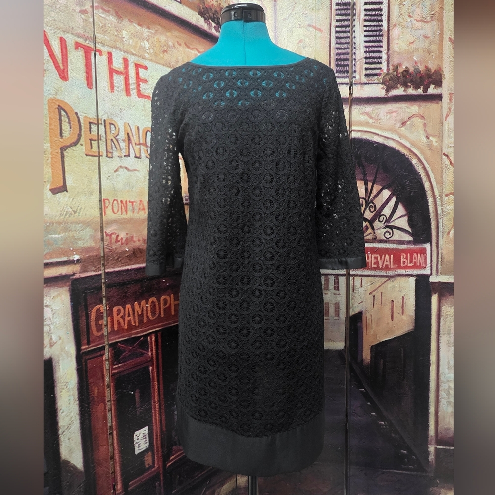 Laundry By Shelli Segal Black Lace Long Sleeve Dress